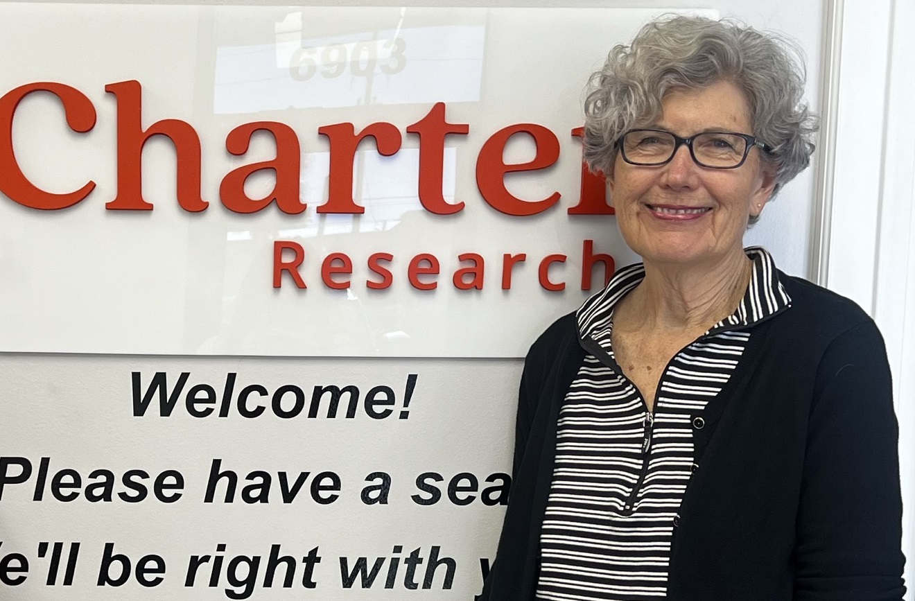 Deltona Resident Joins Clinical Trial. A photograph of Frances Porter at the Charter Research offices.